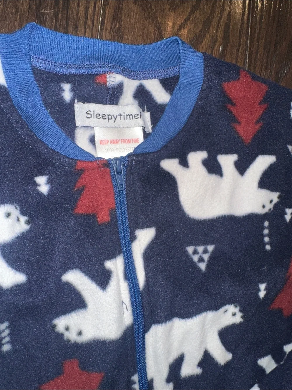 Sleepy time PJS Polar Bear Footed Fleece One-Piece Pajamas size 6 years old